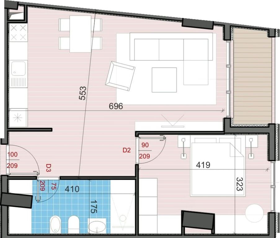 FOR SALE APARTMENT 1+1 IN THE GOLDEN GATE COMPLEX ( ALI DEM)  !