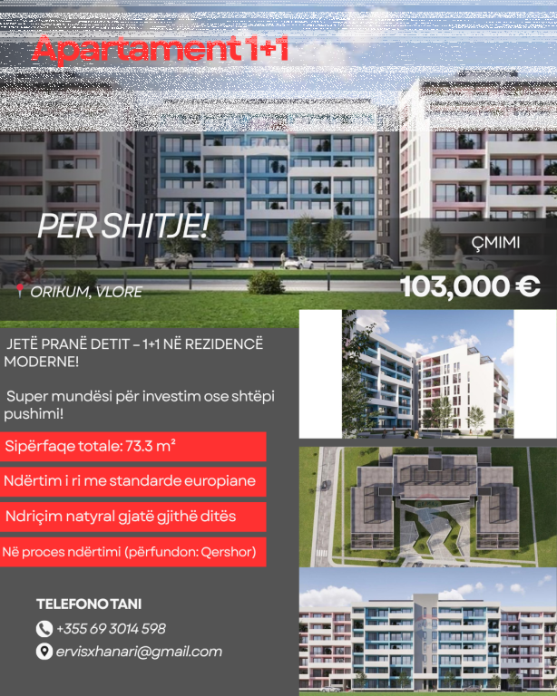 SUPER OFERTË PRANË DETIT – 1+1 VETËM 1400€/m² ORIKUM