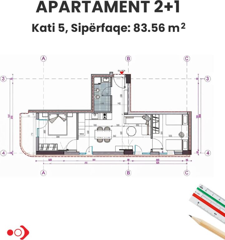 Apartment 2+1 for sale, Golem, Durres