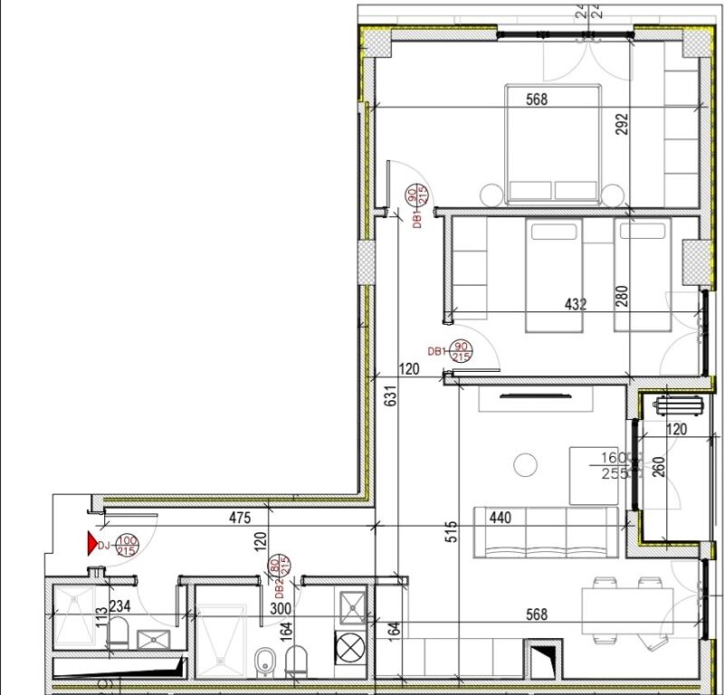 Occasione PORCELAN! Appartamento 2+1+2 wc in vendita con superficie di 106 m in una residenza di alta qualità al 7° piano In un edificio attualmente in costruzione Karabina possibilità di acquistare garage con costo extra 25.000 /euro