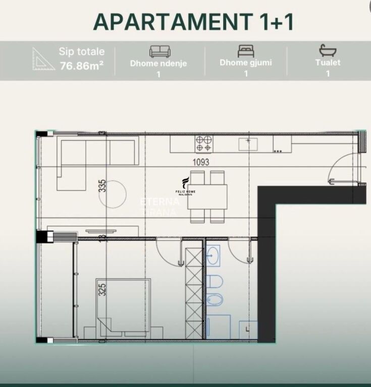 SHITET APARTAMENT 1+1 ALI DEM 115.200 EURO FH-66527