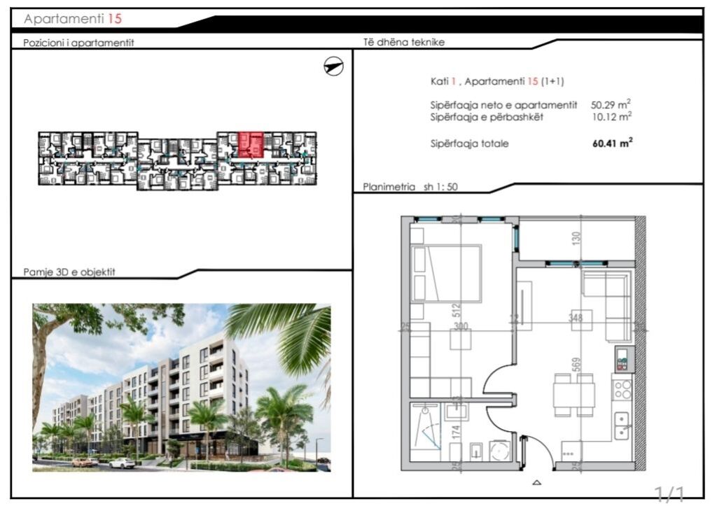 APARTAMENT 1+1 NE BREGDET
