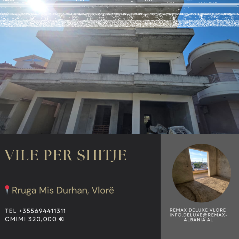 🏡 VILLA SU TRE PIANI IN VENDITA – QUARTIERE 24 MAGGIO, VLORË