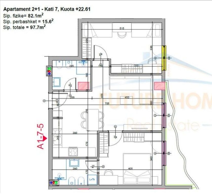 For sale, 2+1+2 Apartment at Aluna Residence 1, in the Paskuqan area.
