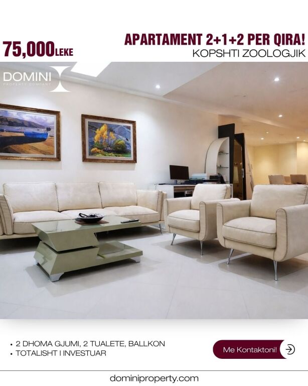Apartament 2+1+2 Per Qira prane Kopshtit Zoologjik