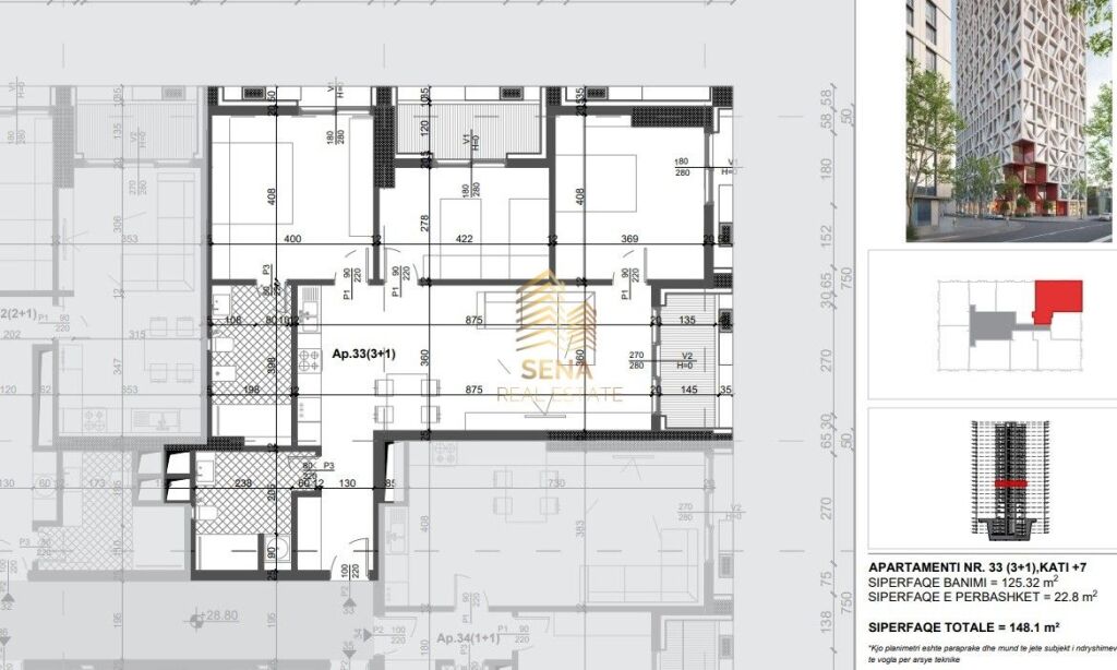 Appartamento 3+1+2Wc+2Blk in vendita, Filigree Tower – Xhamllik, 340.600 Euro