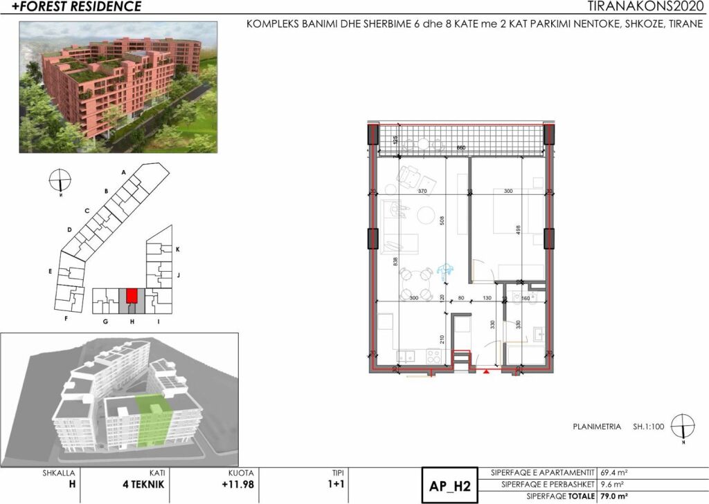 For sale 1+1 Forest Residence Eastern Ring Shkoze Total investment 9,999,999 leke
