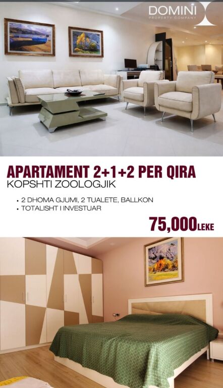 Apartament 2+1+2 Per Qira prane Kopshtit Zoologjik