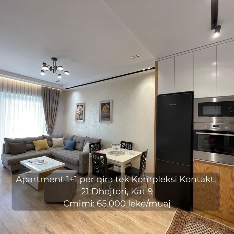 Appartamento 1+1 in affitto presso Kompleksi Kontakt, 21 Dhejtori Prezzo: 65.000 leke/mese