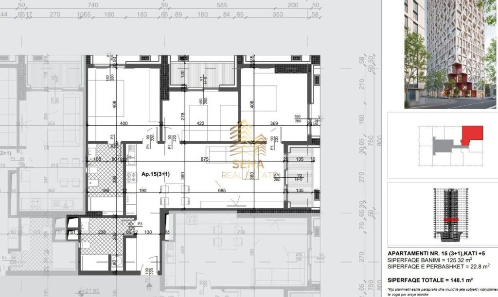 Apartment 3+1+2Wc+2Blk for Sale, Filigree Tower – Xhamllik, 340,600 Euro
