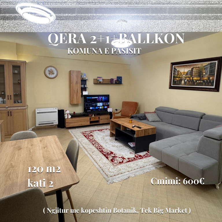 2+1+balcony for rent | 📍Komuna e parisit