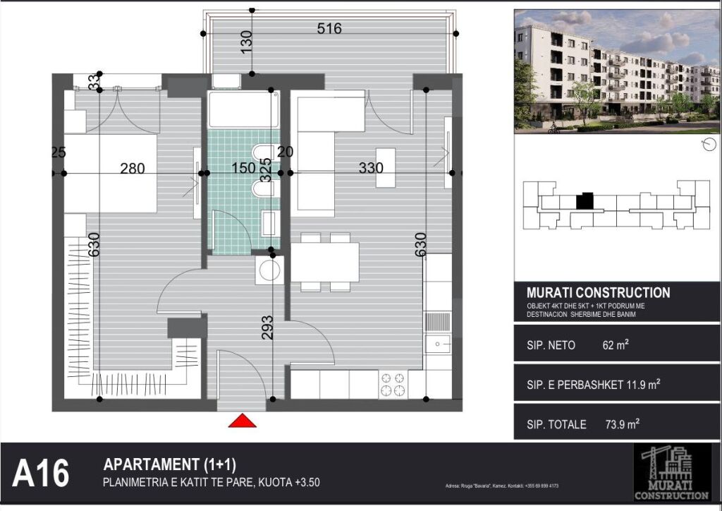 Appartamenti in vendita a Kamez 2+1 & 1+1 850€ m2