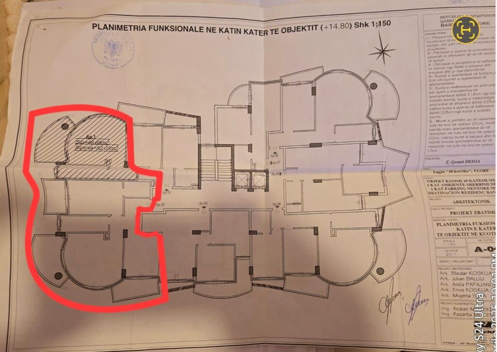 Shitet Apartament 3+1+2 +4ballkone ne Skele Vlore