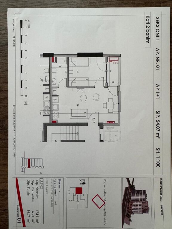 Shitet apartament 1+1 perball amerikan  3 Henke