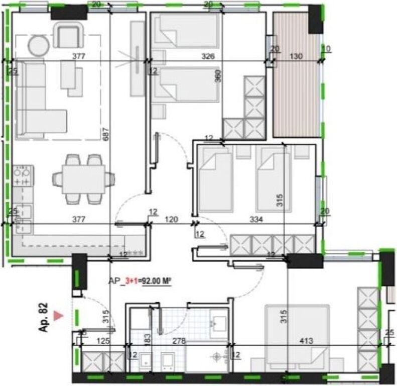 For sale 2+1 final phase Kamëz, Mehillaj olive roundabout