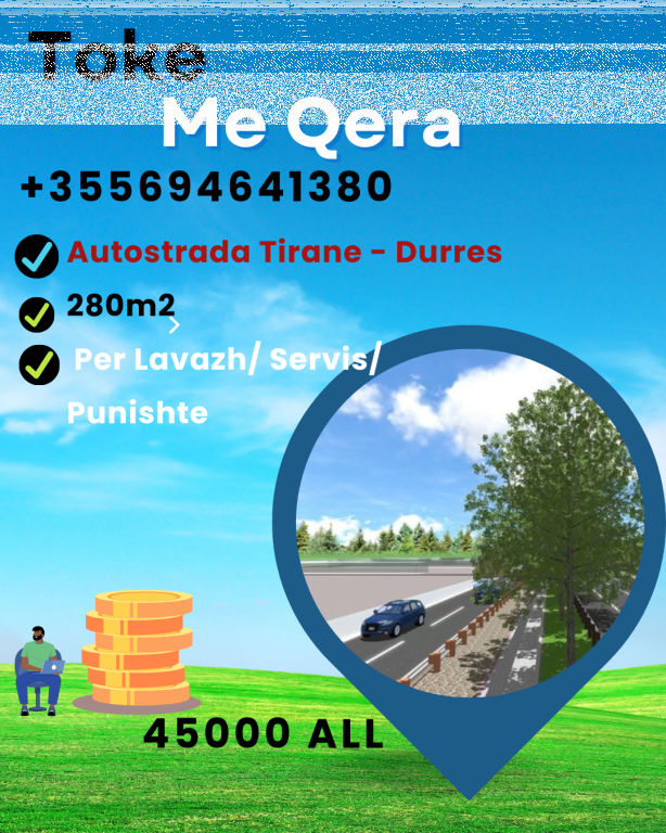 Terreno in affitto sull'autostrada Tirana Durazzo