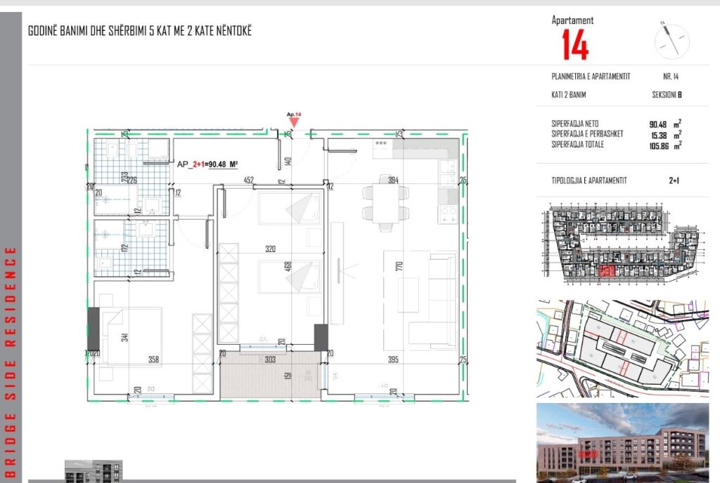 🏢 Shitet Apartament 2+1 – Bridge Side Residence, Paskuqan