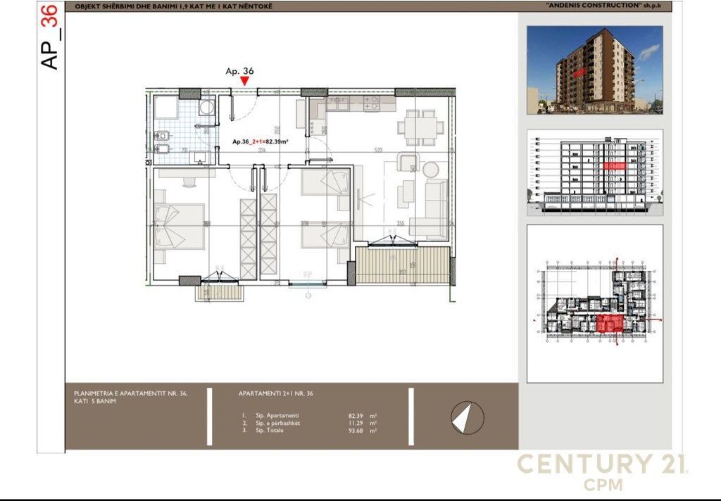 APPARTAMENTO 2+1 IN VENDITA A KAMËZ CENTRO – NUOVA COSTRUZIONE 99.000 €