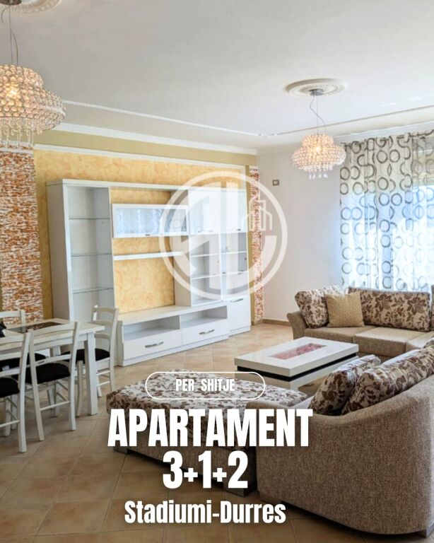 For rent  Apartment 3+1+2 with Veranda near the Stadium, Durres – Newly Renovated and Furnished.