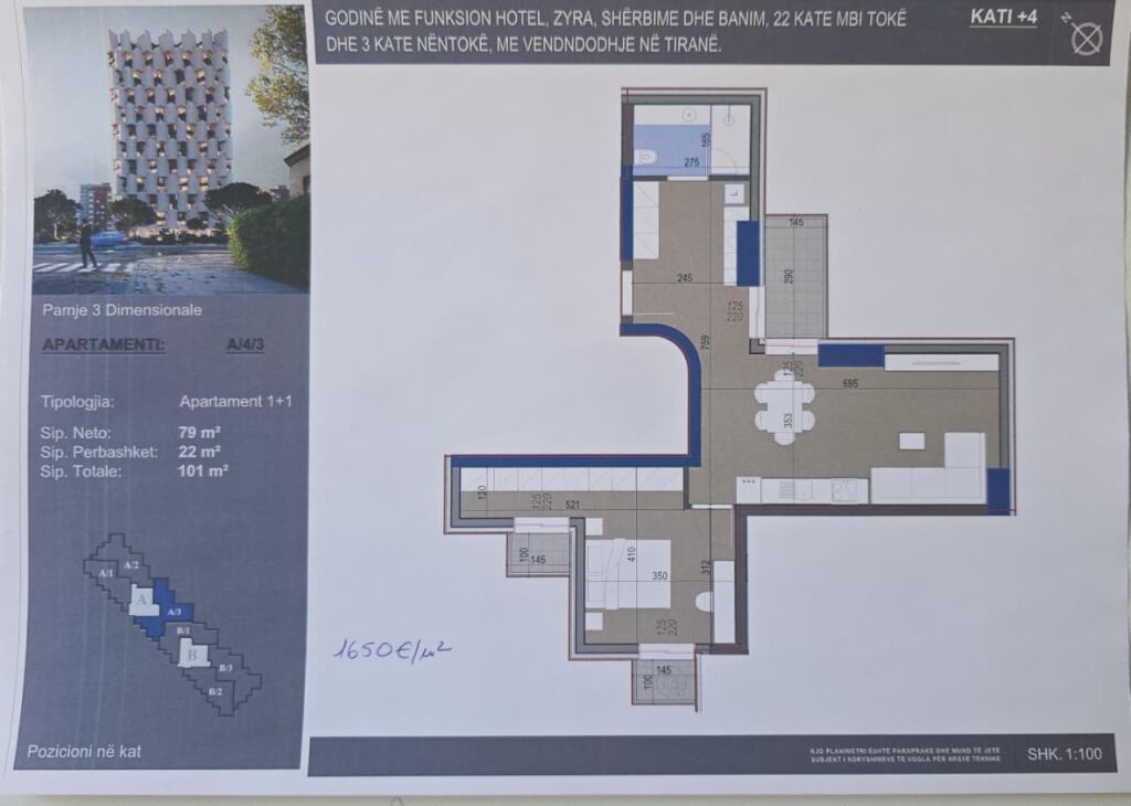 Appartamento di lusso 1+1 in vendita – Zona 5 Maji, Tirana