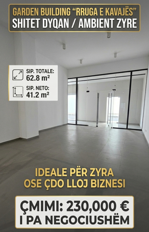 Via KAVAJES VENDESI NEGOZIO – GARDEN BUILDING Fantastica opportunità di investimento in una delle zone più esclusive di Tirana, in Via Kavajës! Ideale per uffici