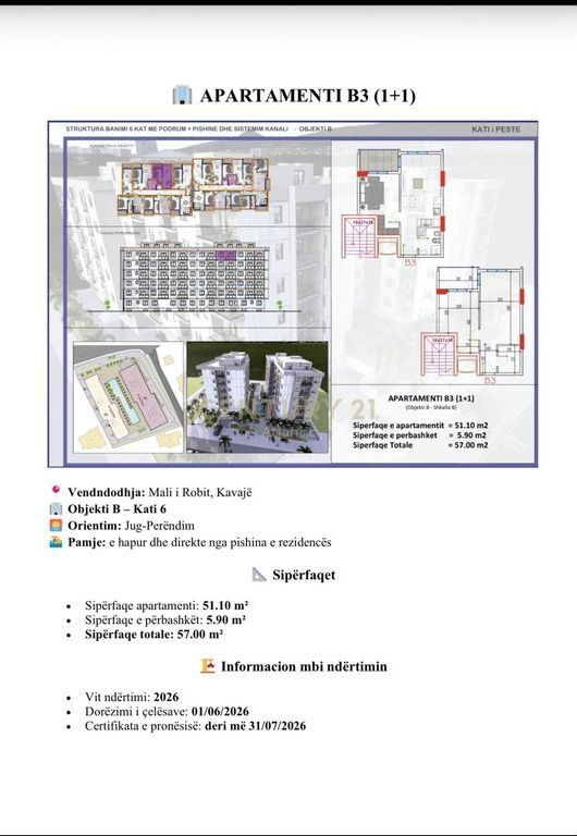 Apartment 1+1 For Sale in Mali i Robit.