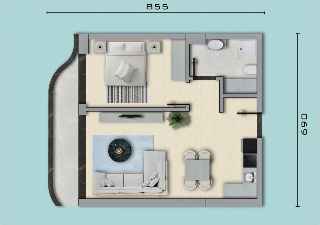 APARTAMENTE 1+1 , RANA E HEDHUN