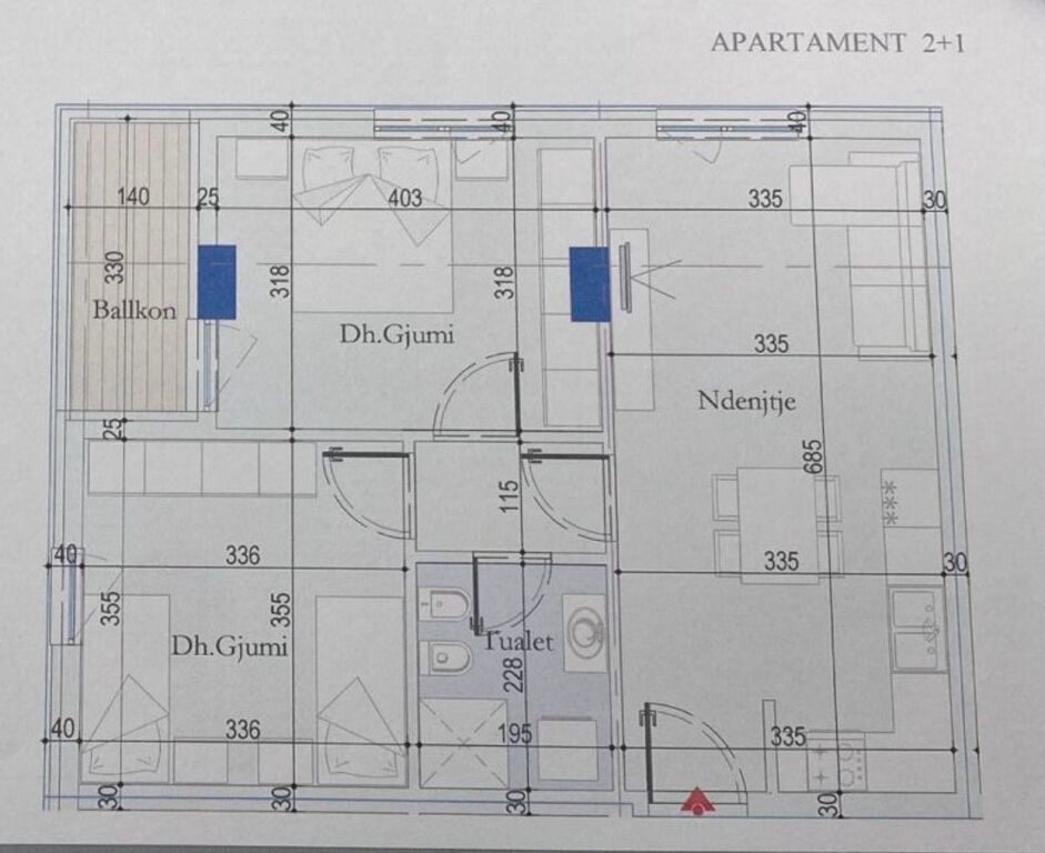 We sell 2+1 Economic Apartment - Former Customs, Tirana Entry 2