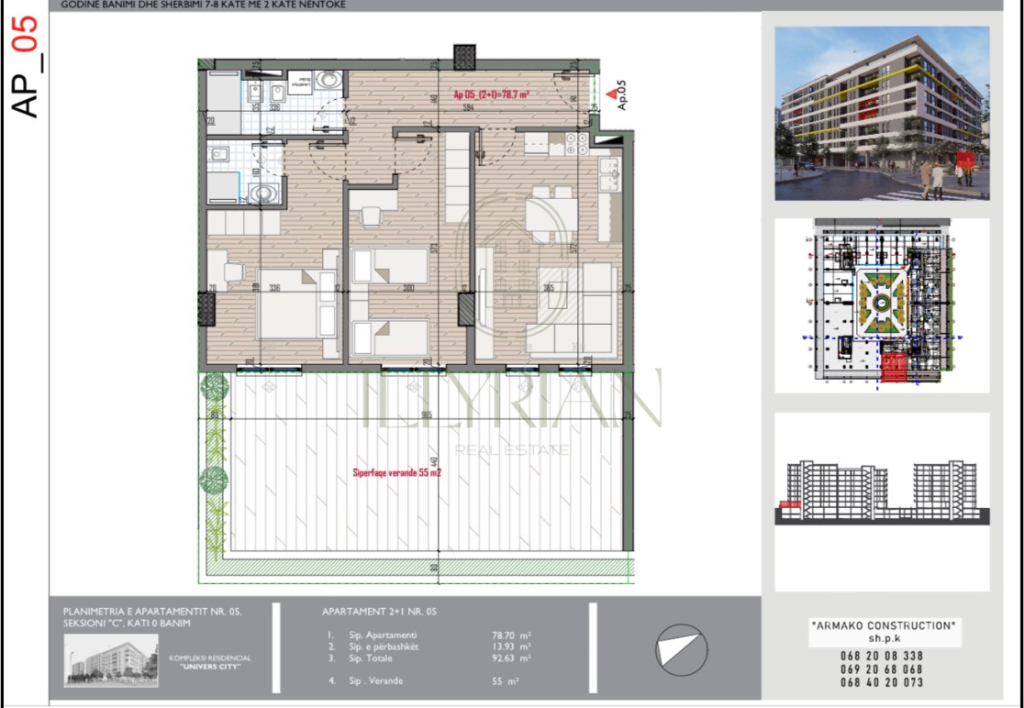 Apartment 2+1 in Univers City with Large Veranda + Parking Space Included
