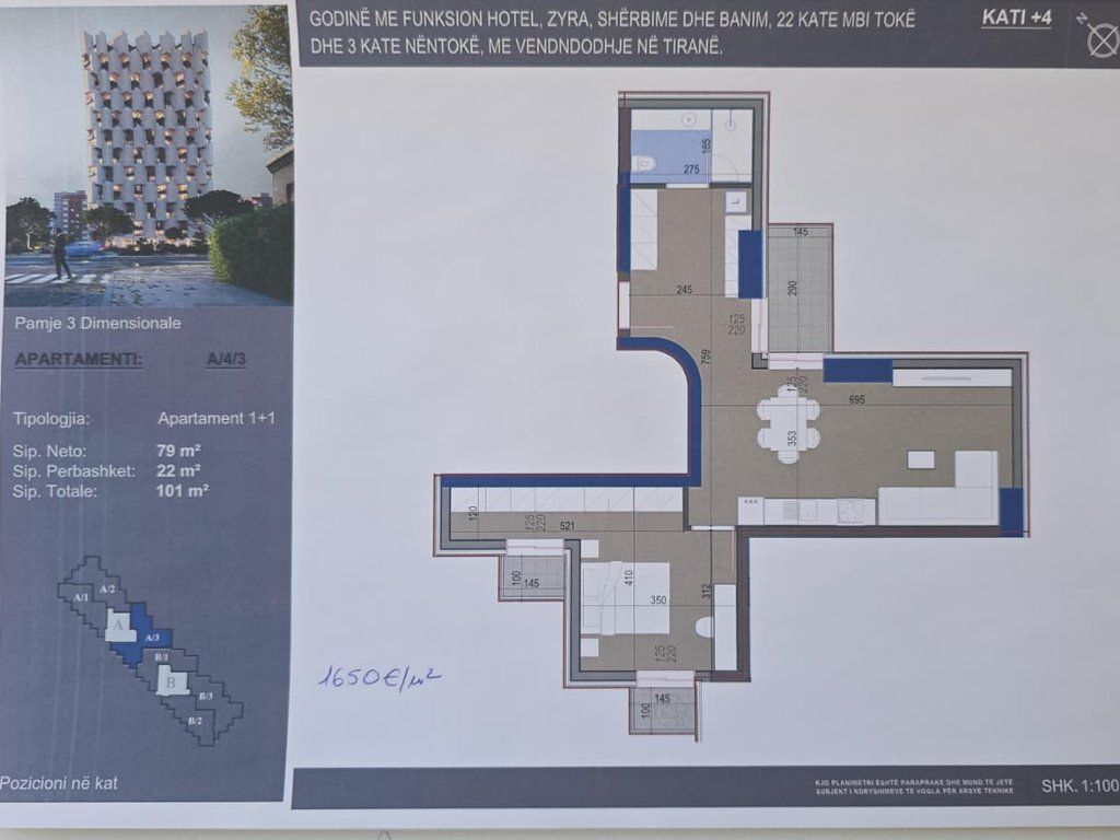 Luxury Apartment 1+1 for sale – 5 Maji Area, Tirana