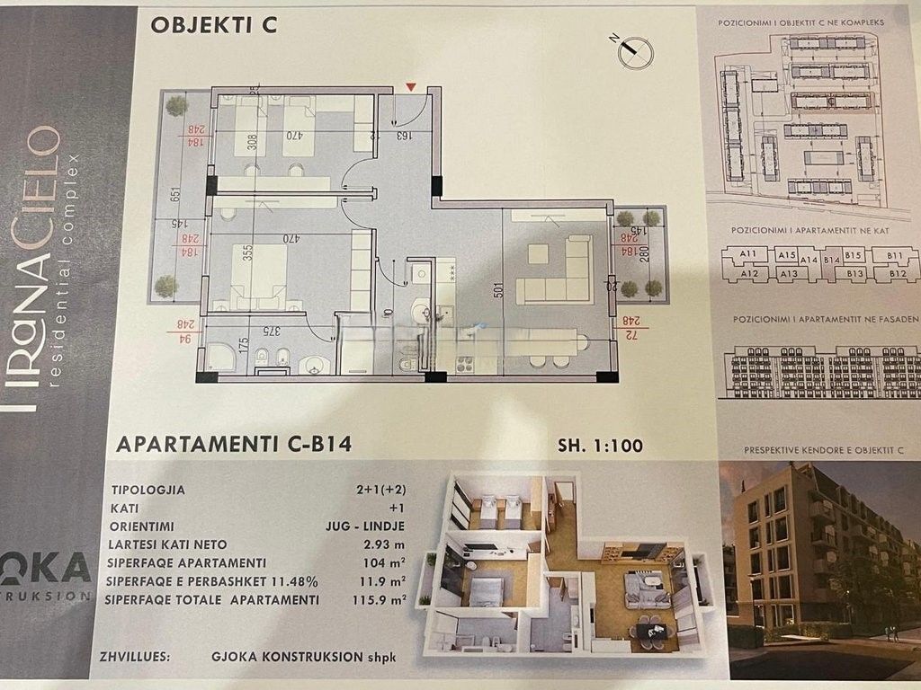TIRANA CIELO RESIDENCE – APPARTAMENTO 2+1+2 IN VENDITA