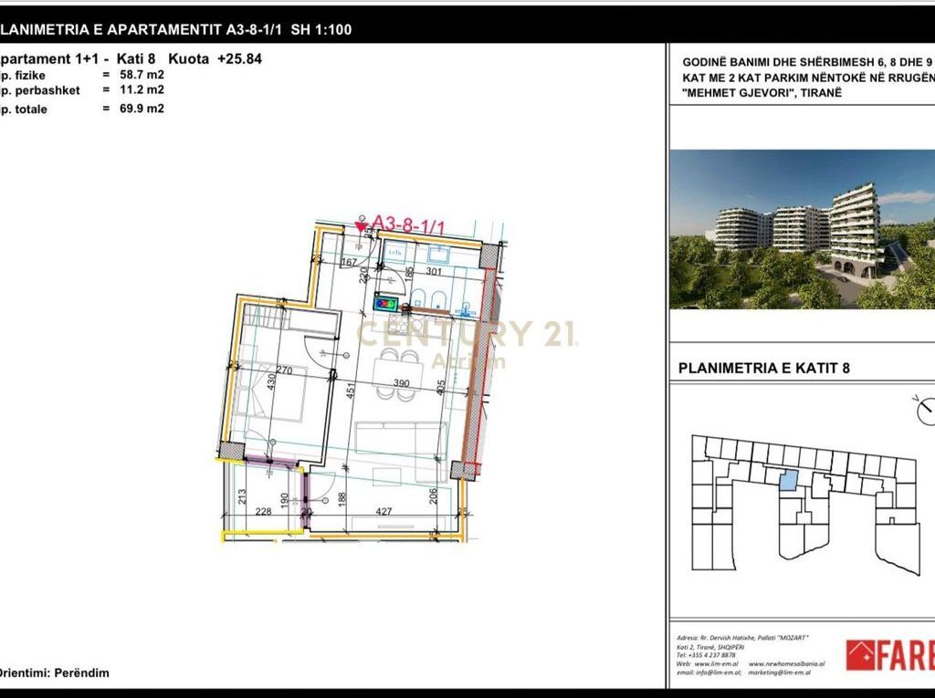 SHITET APARTAMENT 1+1 NE KOMPLEKSIN ALUNA 1, PASKUQAN!