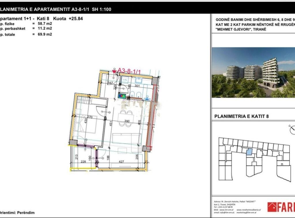 SHITET APARTAMENT 1+1 NE KOMPLEKSIN ALUNA 1, PASKUQAN!