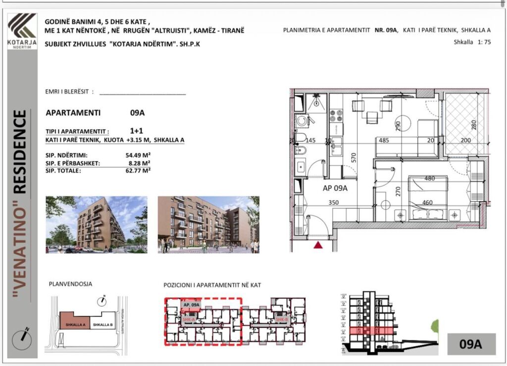 Appartamento in vendita 1+1 a Kamez