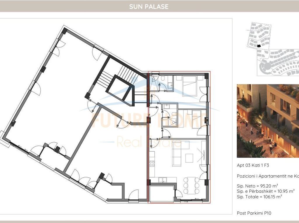 Shitet, Apartament 2+1, Sun Palase Residence, Palasë
