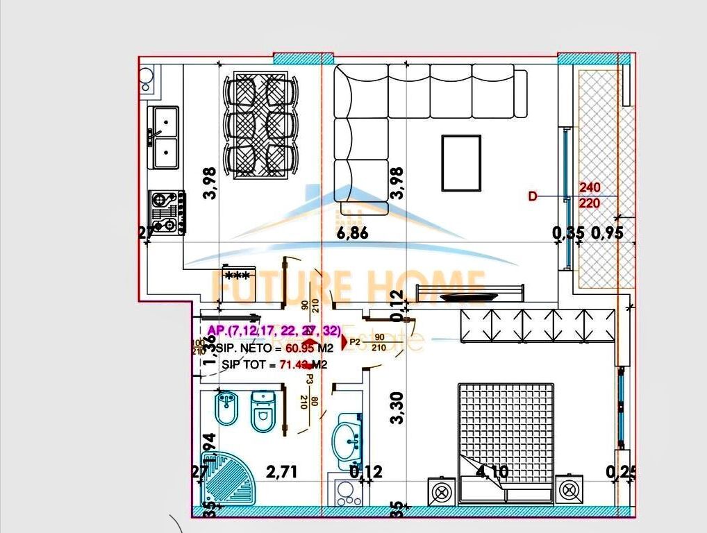 Apartment 1+1 for sale, Yzberisht