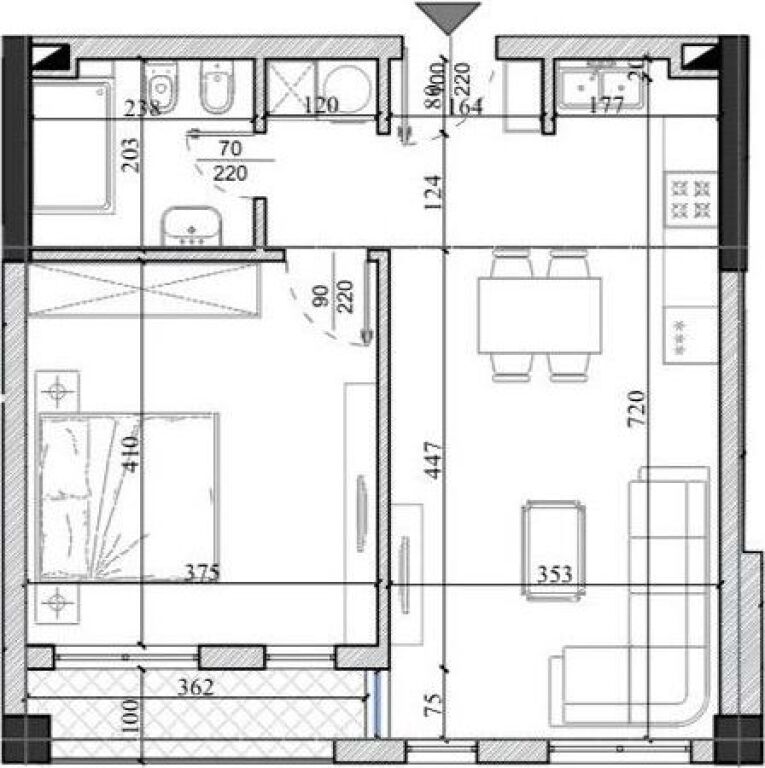 Shitet apartament 1+1 Mali Robit
