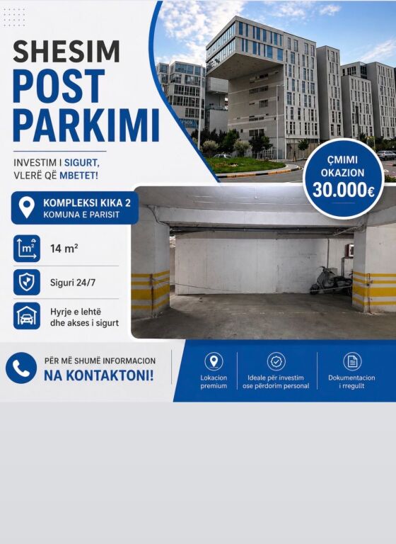 POST PARKIMI NË SHITJE ,KOMUNA E PARISIT– LOKACION PREMIUM