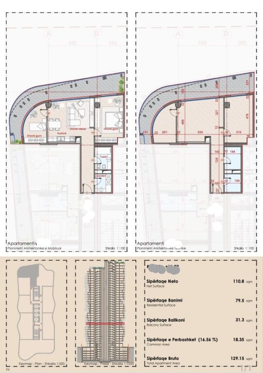 IN VENDITA: 2+1+1 con Deposito ||📍 Zogu i Zi (Top Seven Tower) - 260,000€ |🔥2000€/m²🔥 - Piano 9 - Sup. 129m² || Investimento Elitario nel Cuore di Tirana