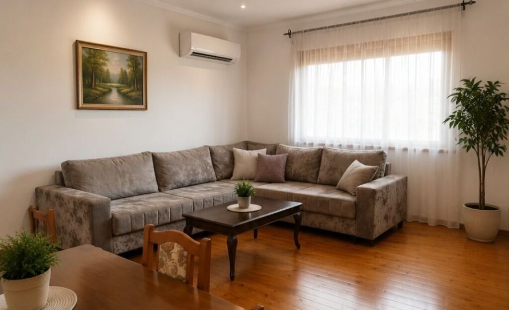 Jepet me qera apartament 3+1+2 ballkone Kodra Priftit 45,000 Leke