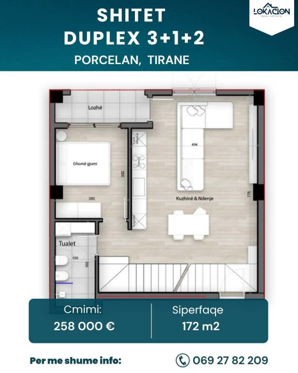 DUPLEX 3+1+2 FOR SALE - PORCELAN, TIRANA