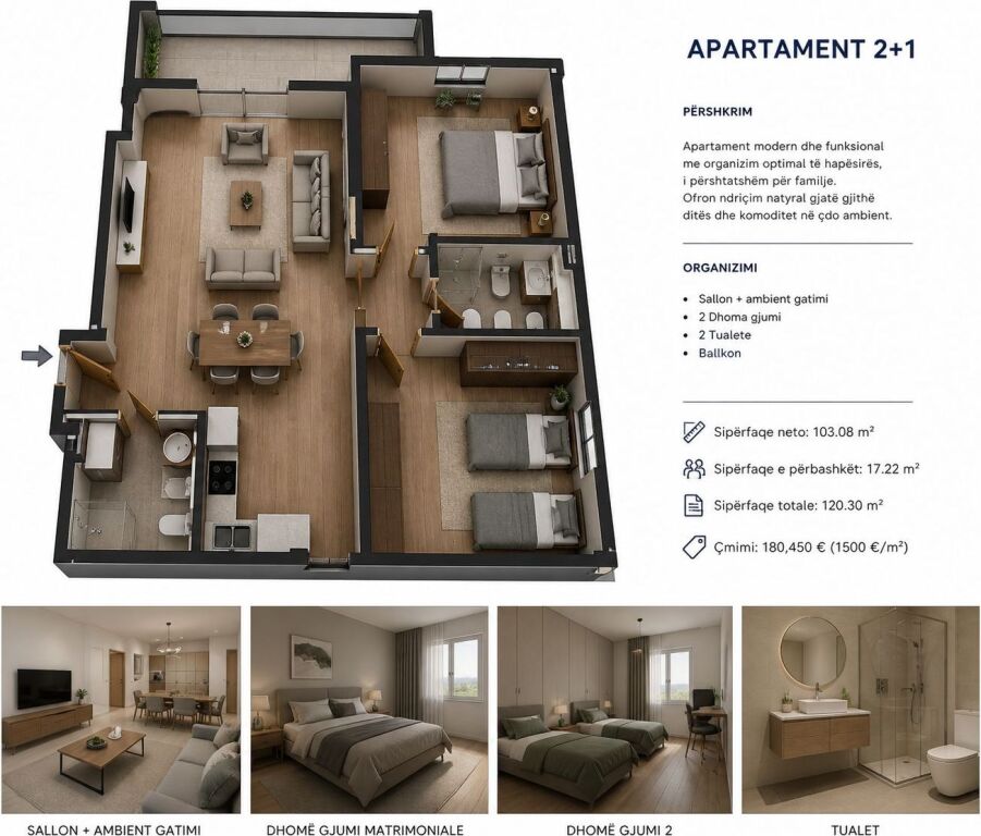 🏡 Shitet Apartament 2+1 – Pranë Bazikut Fresk