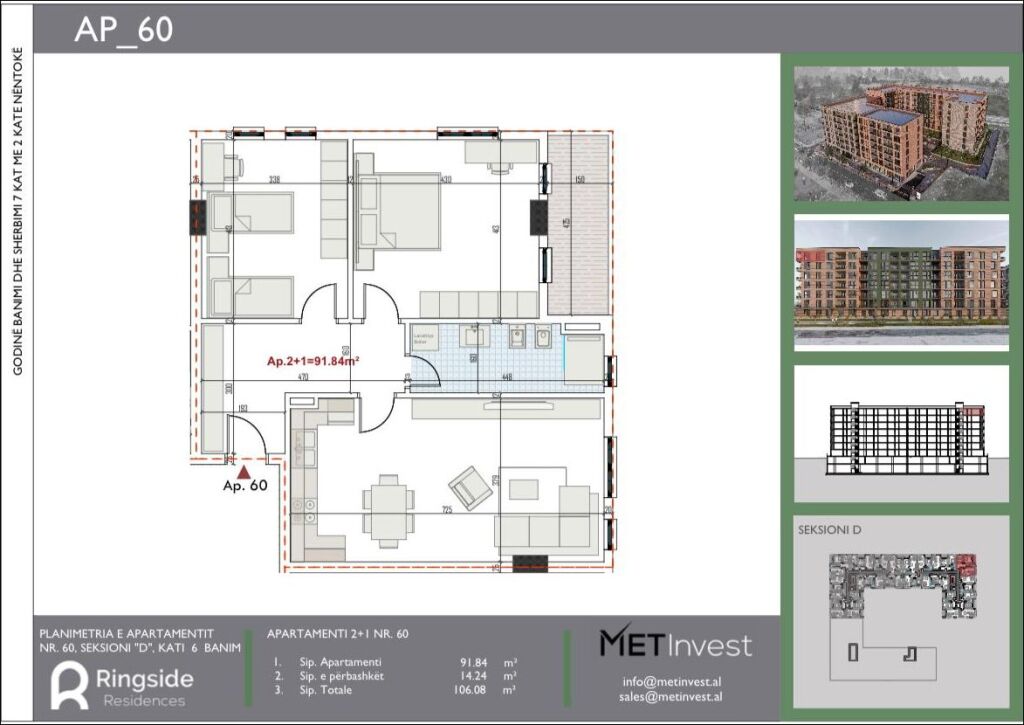 Shitet Apartament 2+1 ne Paskuqan / Tek Ring Side Residence