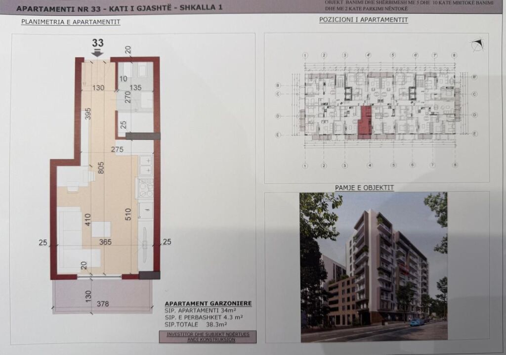 STUDIO APARTMENT FOR SALE – NEAR POLICE STATION NO. 4, TIRANA