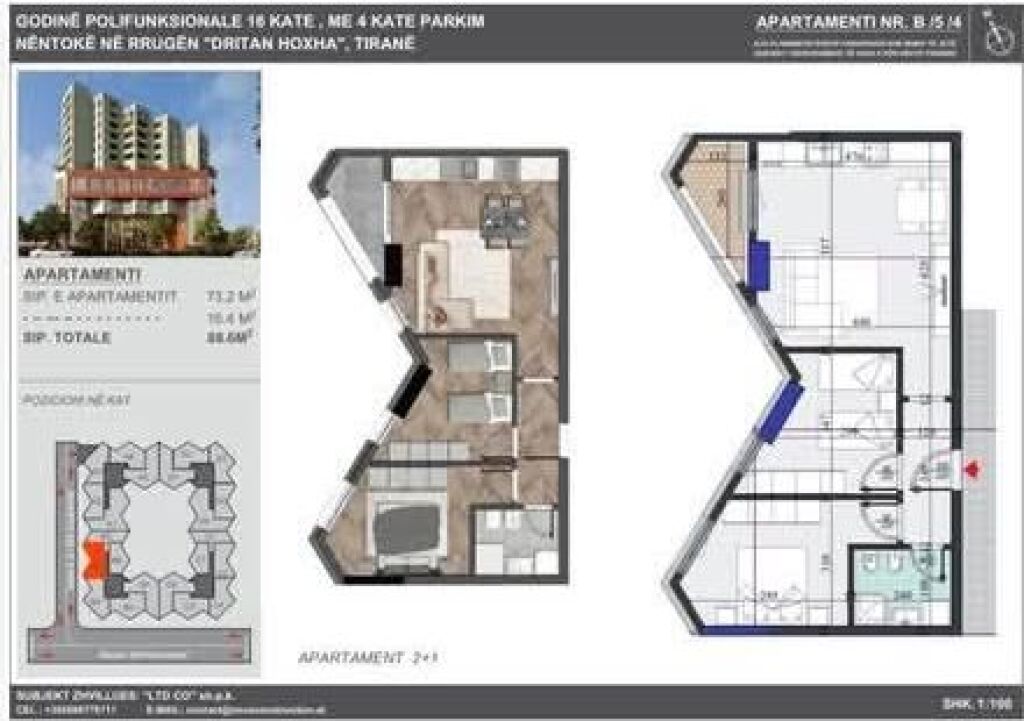 FOR SALE APARTMENT 2+1 - Dritan Hoxha Street, Kupola, Tirana
