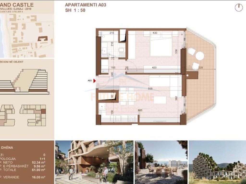 Appartamento 1+1 in vendita nella residenza Sand Castle, Shëngjin, a soli 150 metri dal mare.