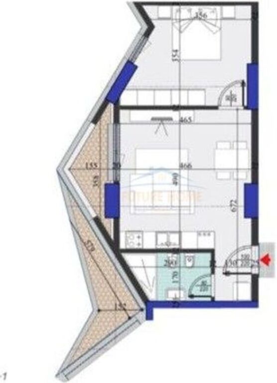 For sale, Apartment 1+1, Colonnade Building, Tirane