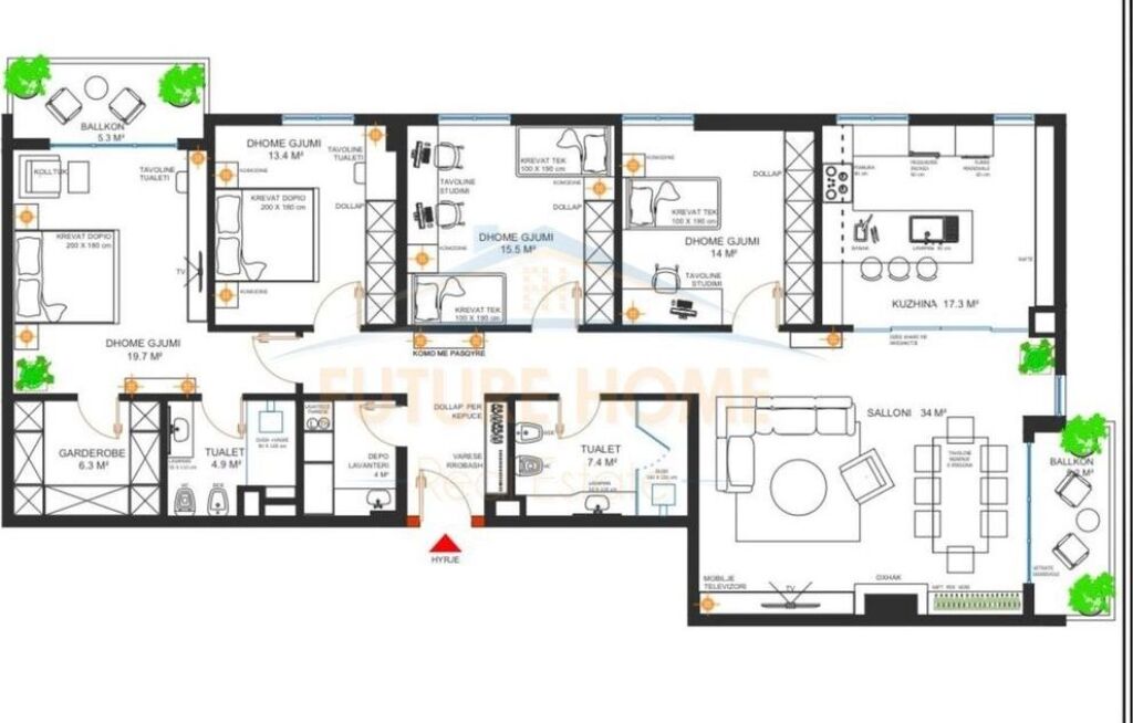 Rent, Apartment 4+1+2 + Parking Space, Green City Astir