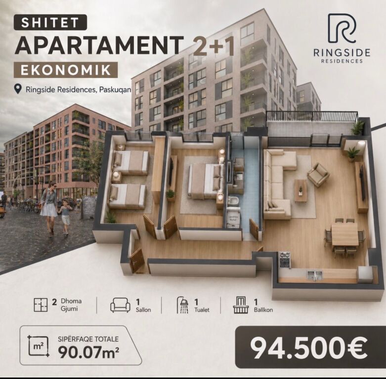 2+1 apartment for sale RingSide, Paskuqan