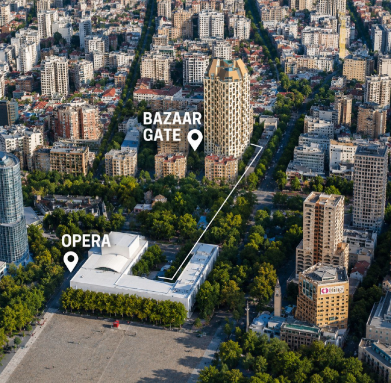 ✅ Apartament 1+1 për Shitje tek Bazaar Gate – Qendër e Tiranës